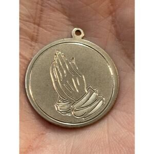Vintage Sterling Silver Baptist Praying Hands Medal Pendant